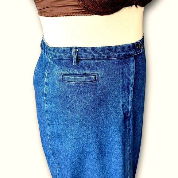Mountain Lake Vintage 80s Denim Straight Pencil Blue Jean Maxi Skirt Size XL/16 - Picture 6 of 13